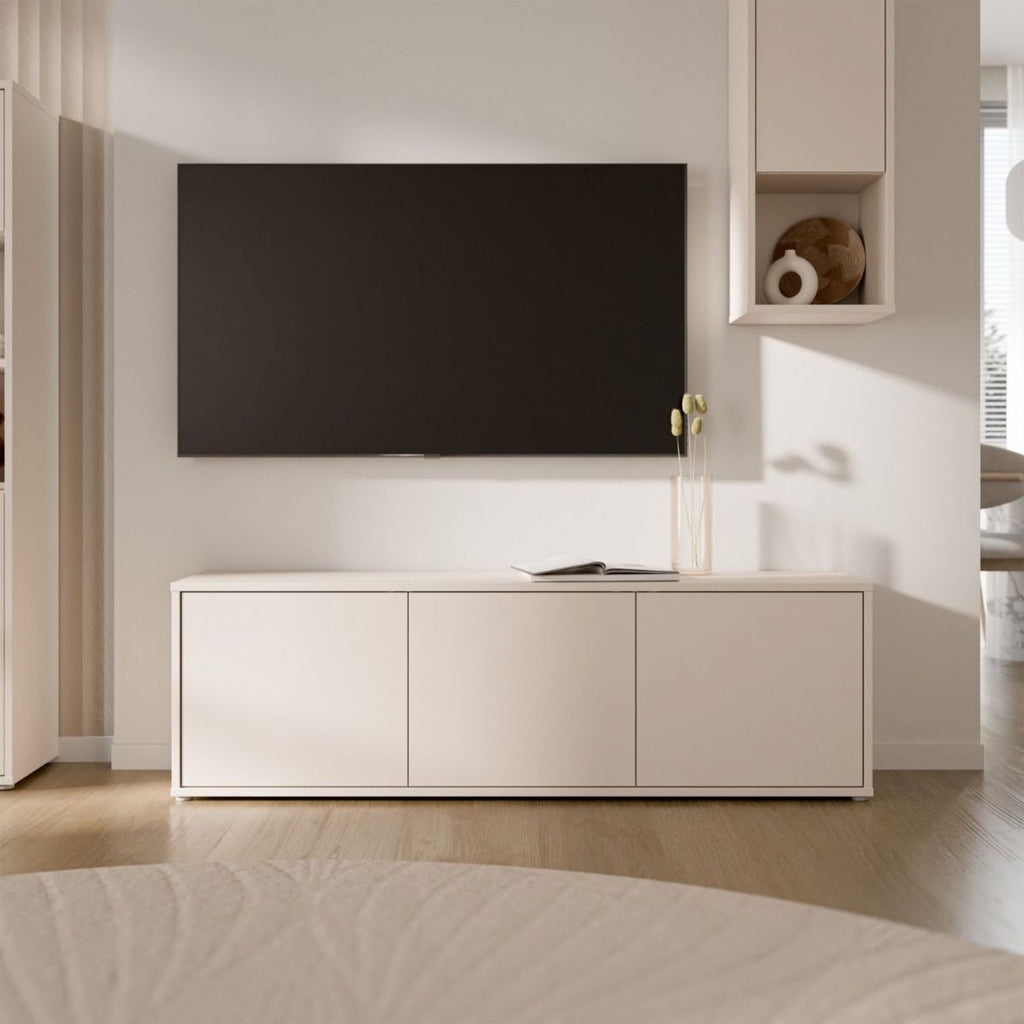Alice Springs Large TV Cabinet with 3 Doors PushtoOpen in Sand