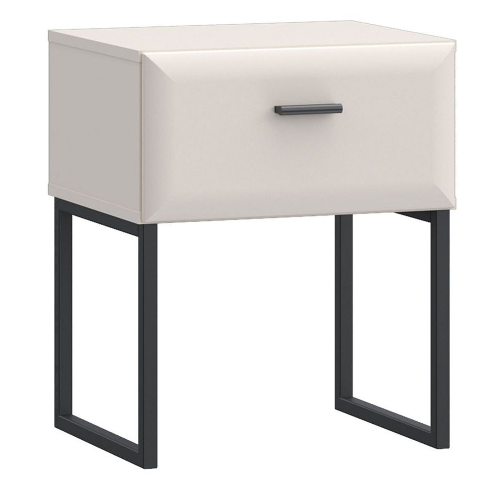 Akihisa Bedside Table with Drawer and Metal Legs in Sand