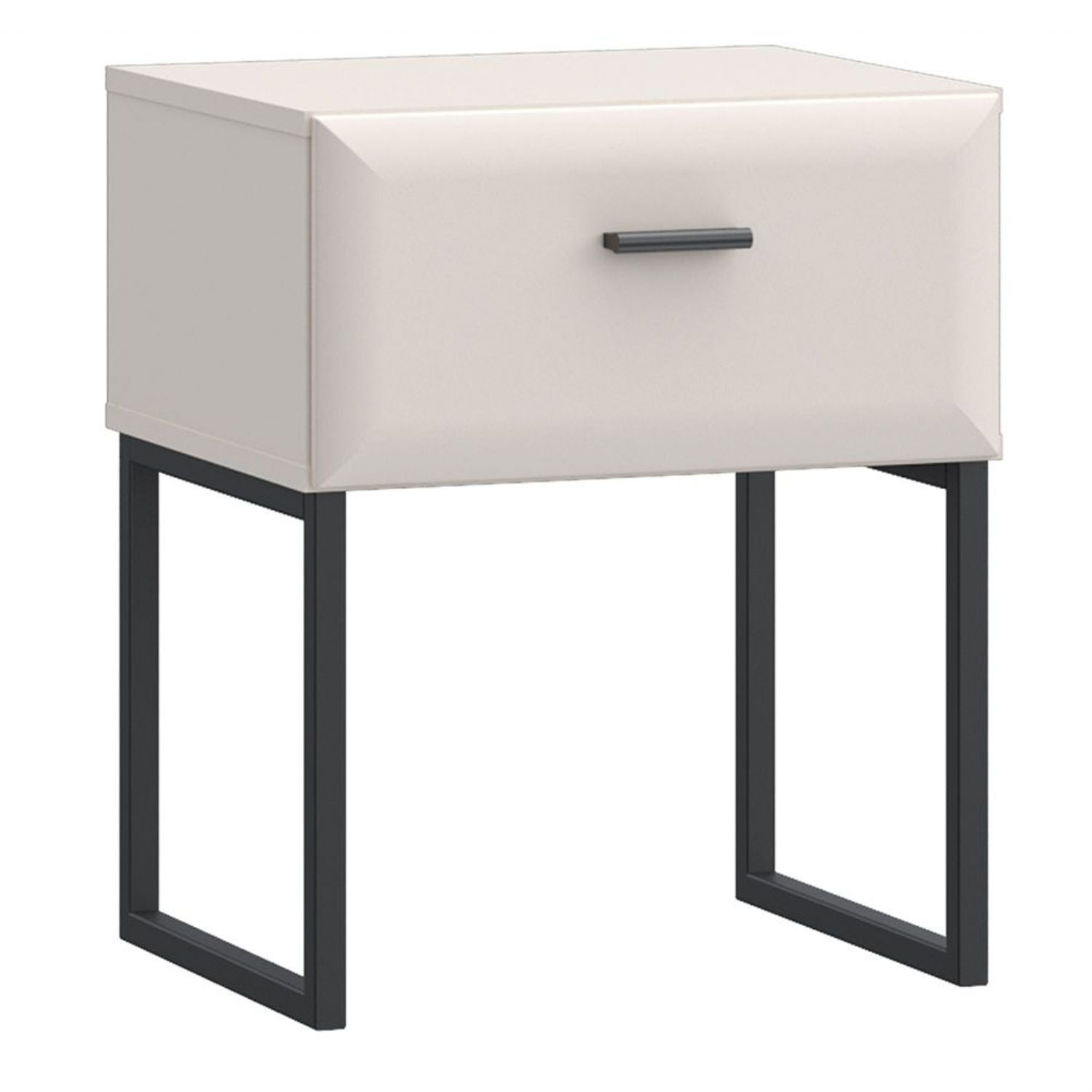 Akihisa Bedside Table with Drawer and Metal Legs in Sand