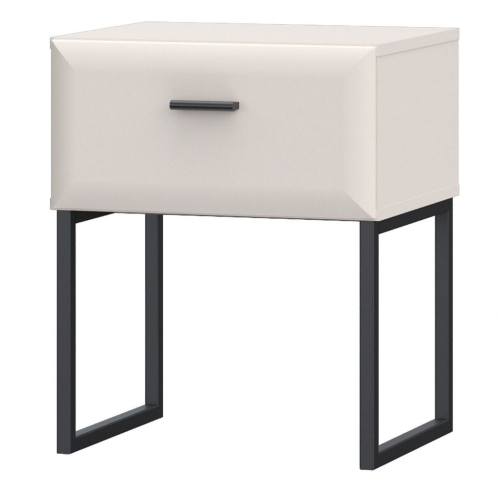 Akihisa Bedside Table with Drawer and Metal Legs in Sand