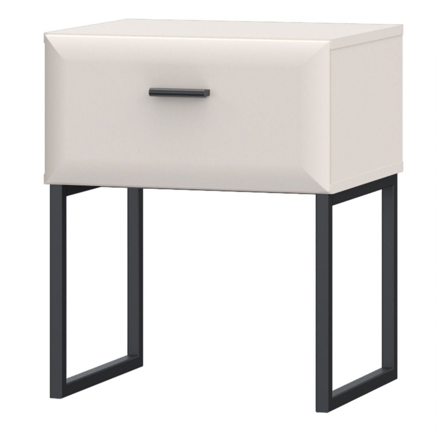 Akihisa Bedside Table with Drawer and Metal Legs in Sand