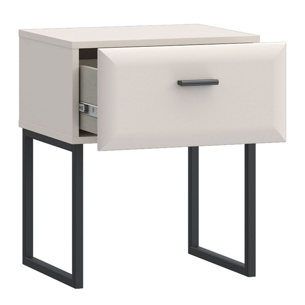 Akihisa Bedside Table with Drawer and Metal Legs in Sand