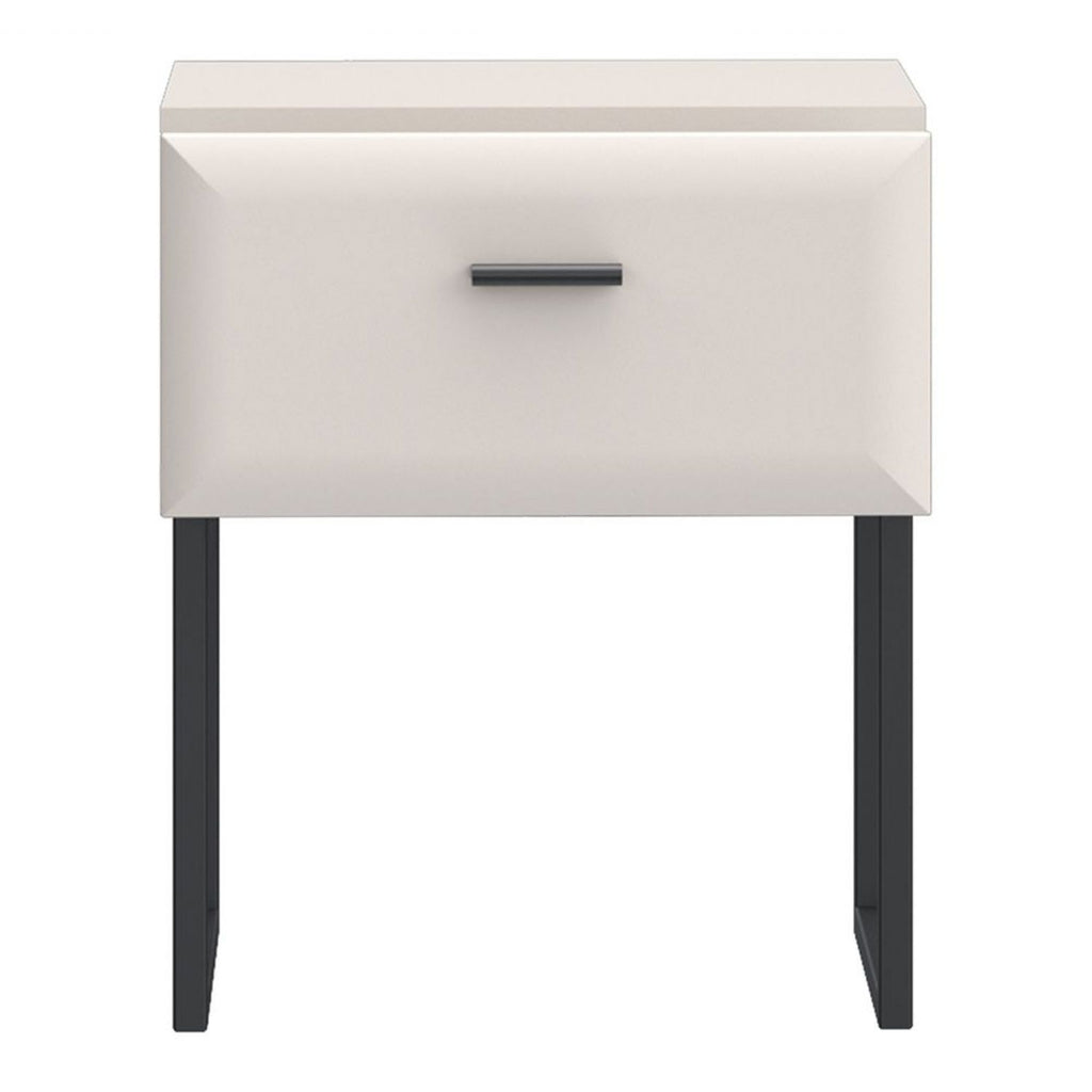Akihisa Bedside Table with Drawer and Metal Legs in Sand