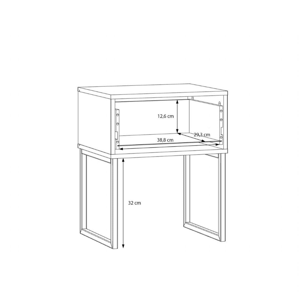 Akihisa Bedside Table with Drawer and Metal Legs in Sand