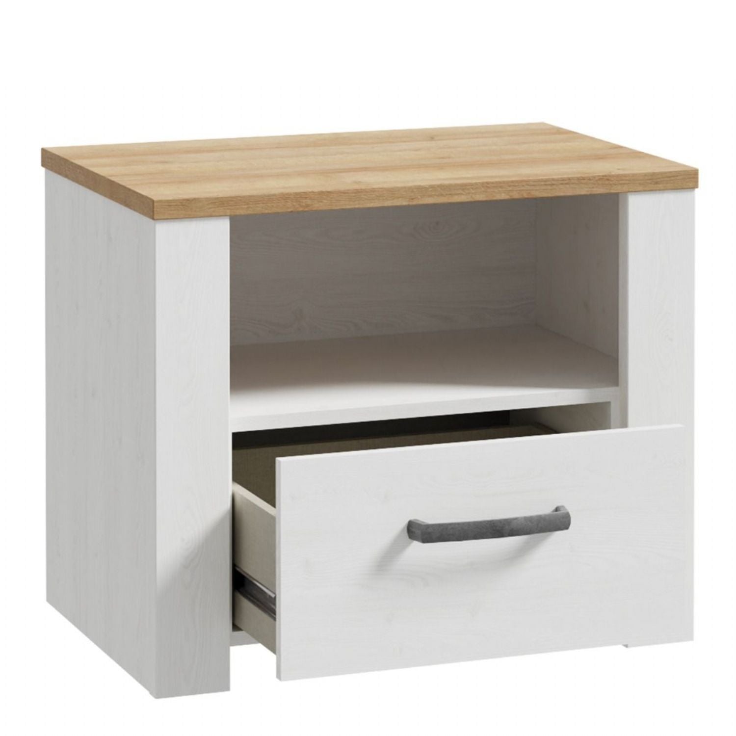 Bohol 1 Drawer Bedside in White Riviera Oak