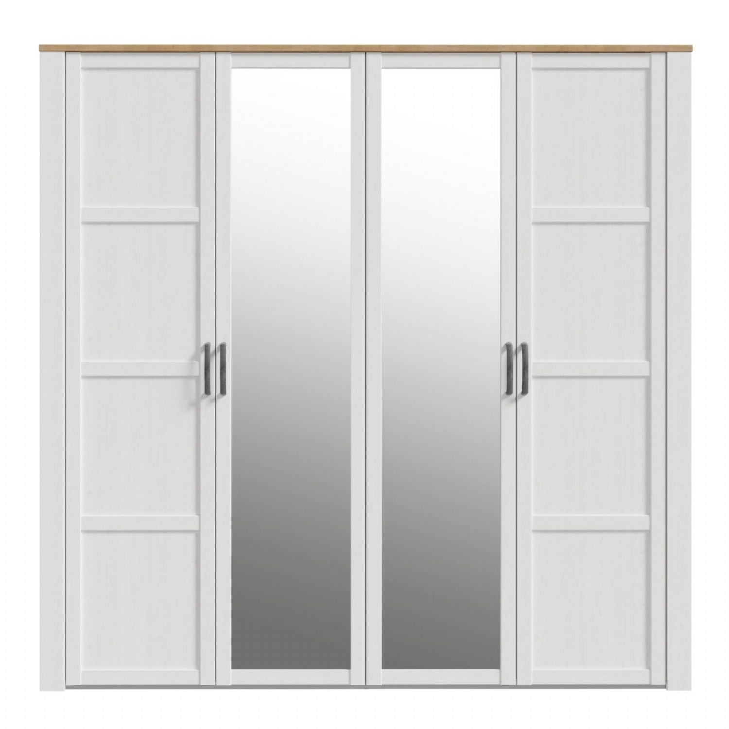 Bohol 2 Door 2 Mirrored Door Wardrobe in White Riviera Oak