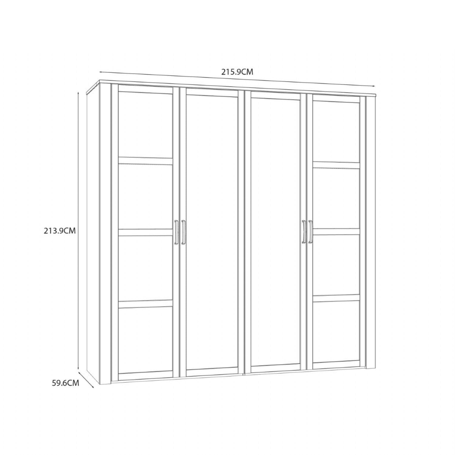 Bohol 2 Door 2 Mirrored Door Wardrobe in White Riviera Oak