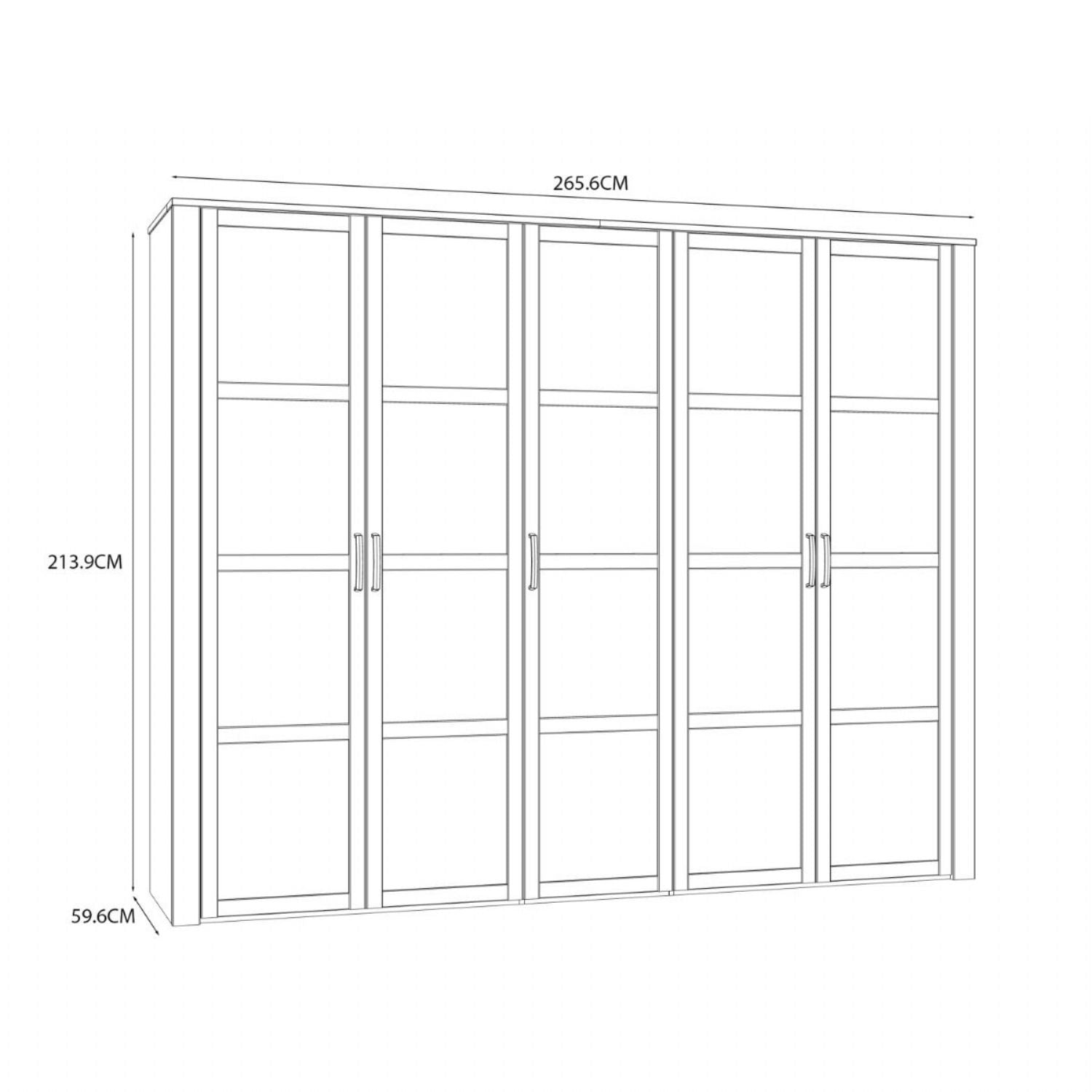 Bohol 5 Door Wardrobe in White Riviera Oak