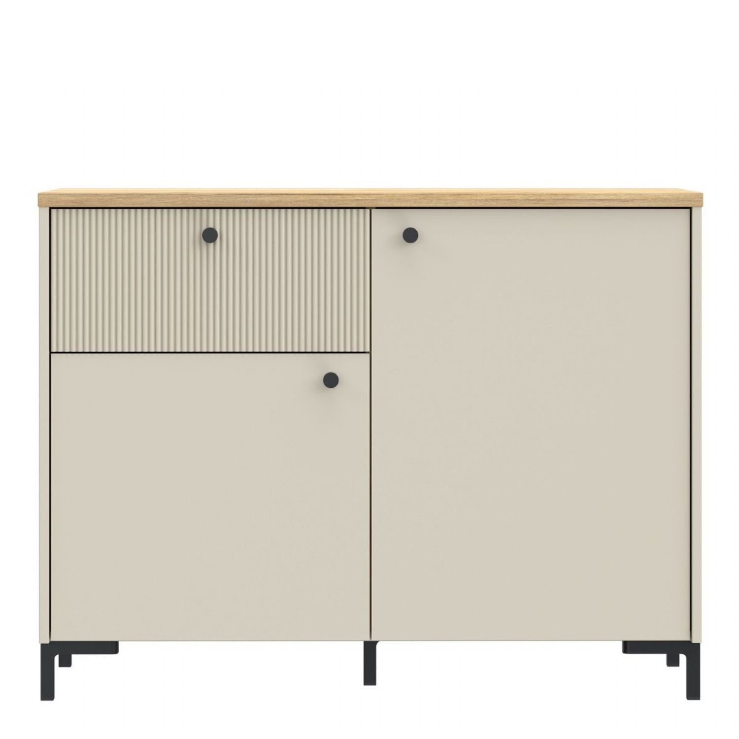 Bixbite Sideboard with Fluted Detail, Drawer & Cupboard in Mauvella Oak and Sand