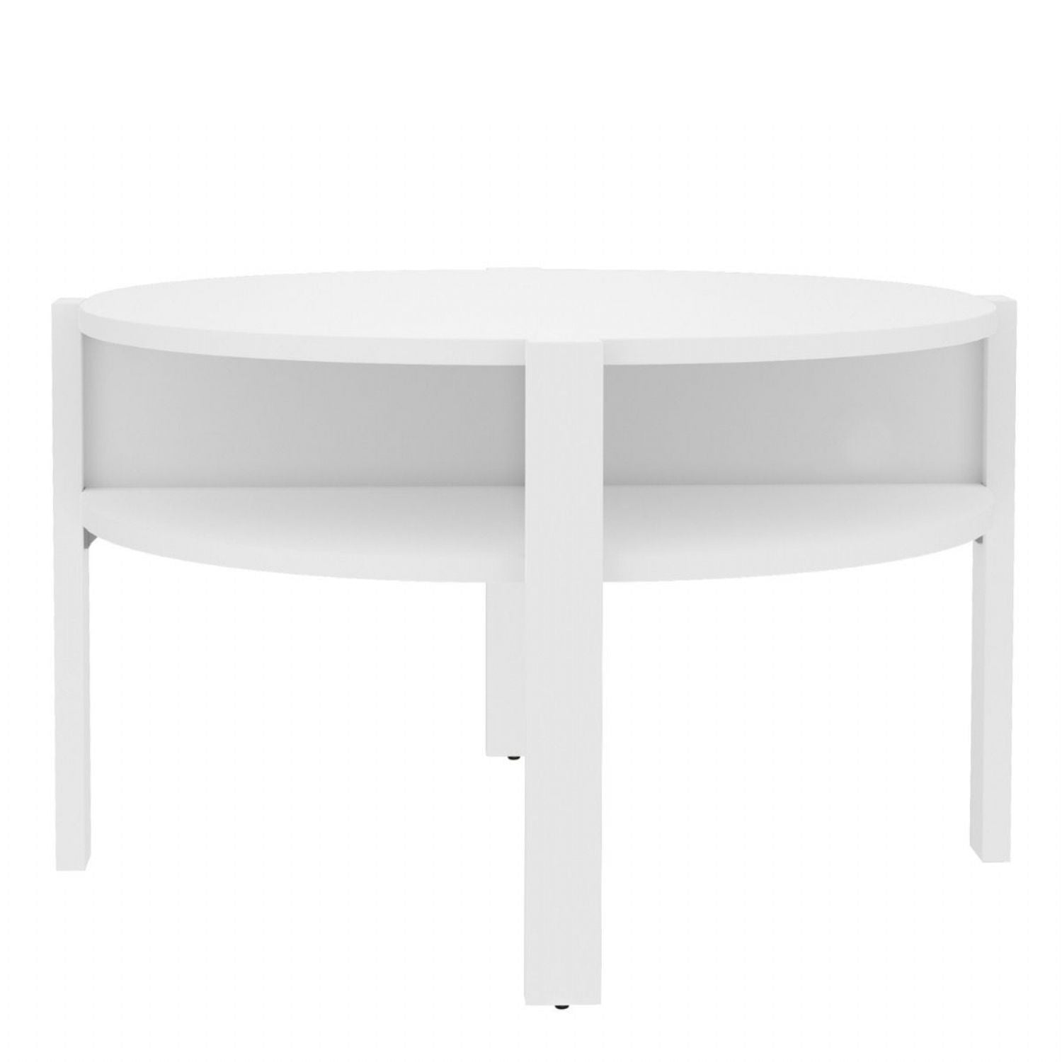 Tobago Round Coffee Table with Open Shelf in White
