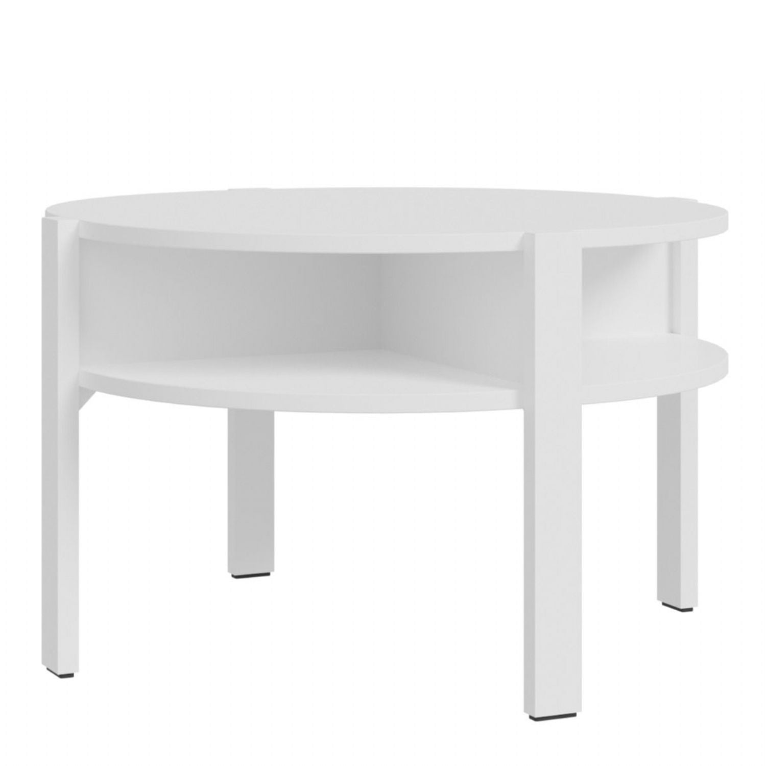Tobago Round Coffee Table with Open Shelf in White