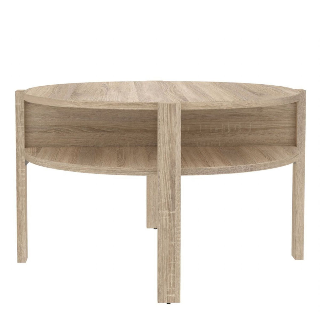 Tobago Round Coffee Table with Open Shelf in Sonoma Oak