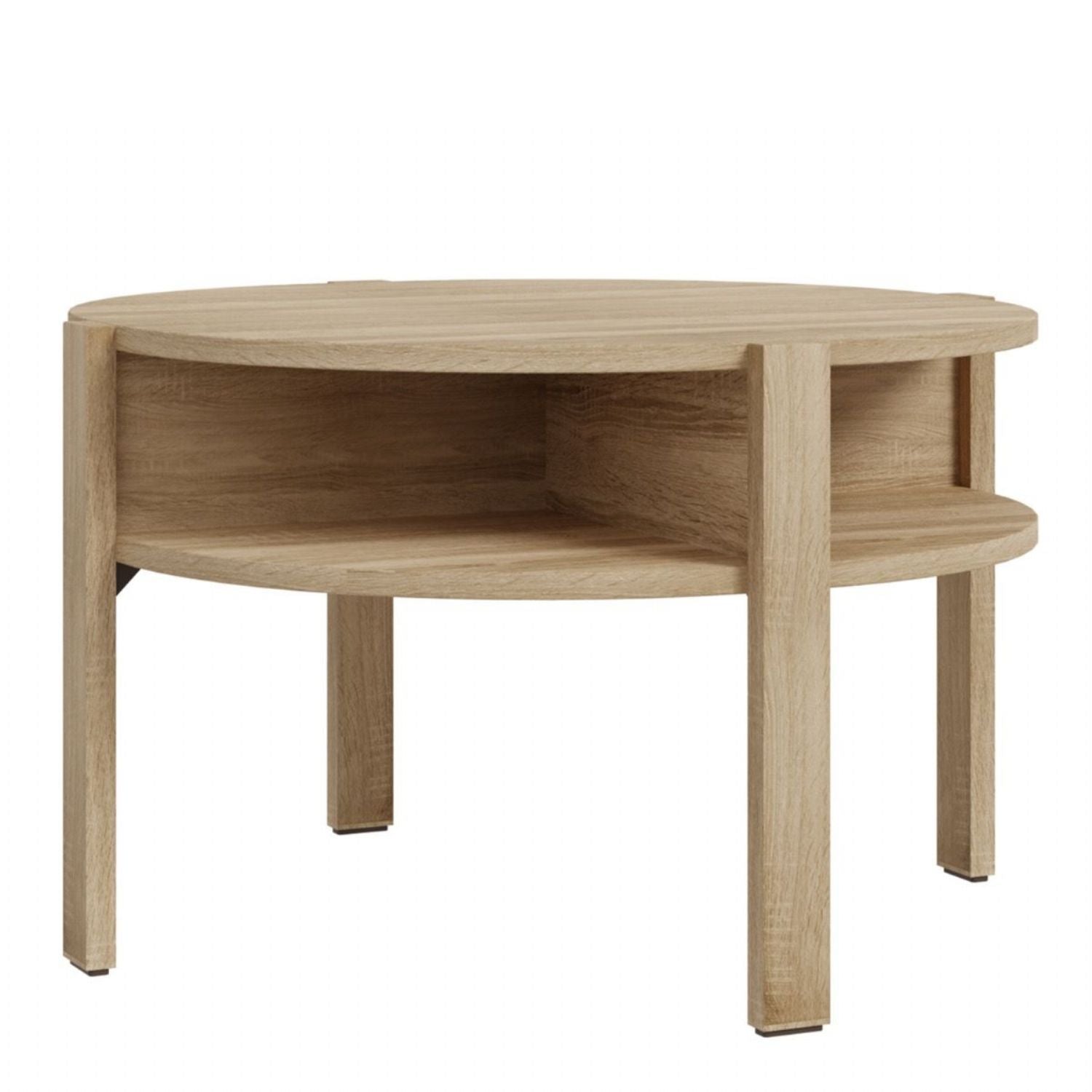 Tobago Round Coffee Table with Open Shelf in Sonoma Oak
