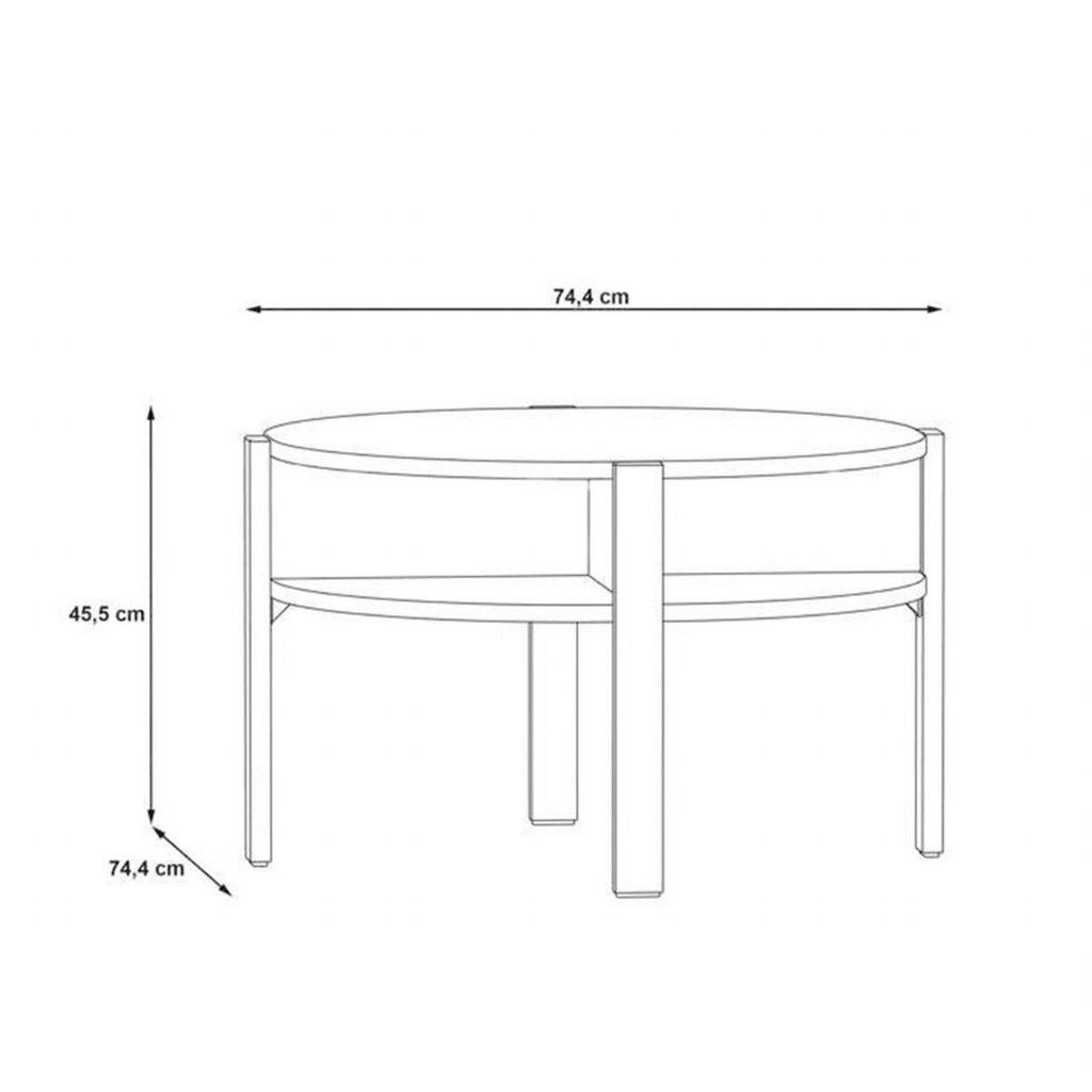 Tobago Round Coffee Table with Open Shelf in Artisan Oak