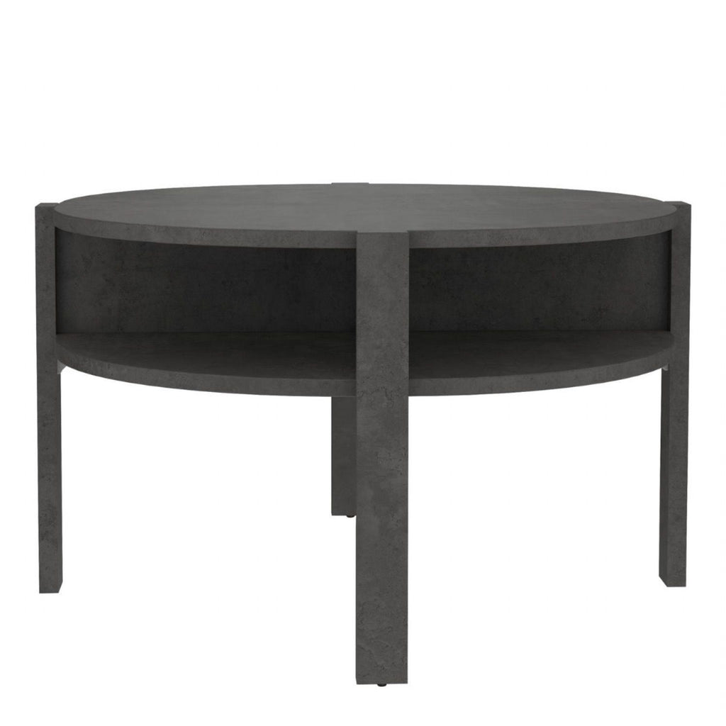 Tobago Round Coffee Table with Open Shelf in Optic Dark Grey