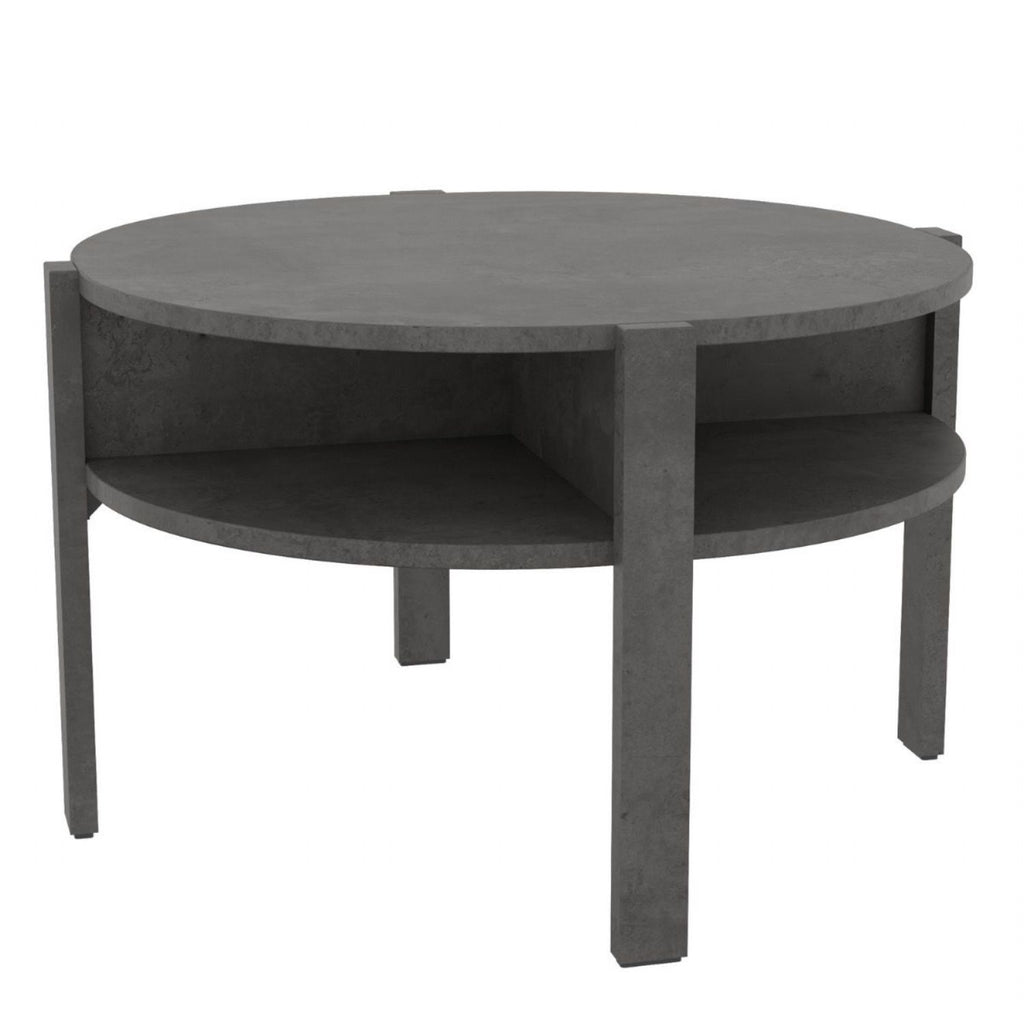 Tobago Round Coffee Table with Open Shelf in Optic Dark Grey