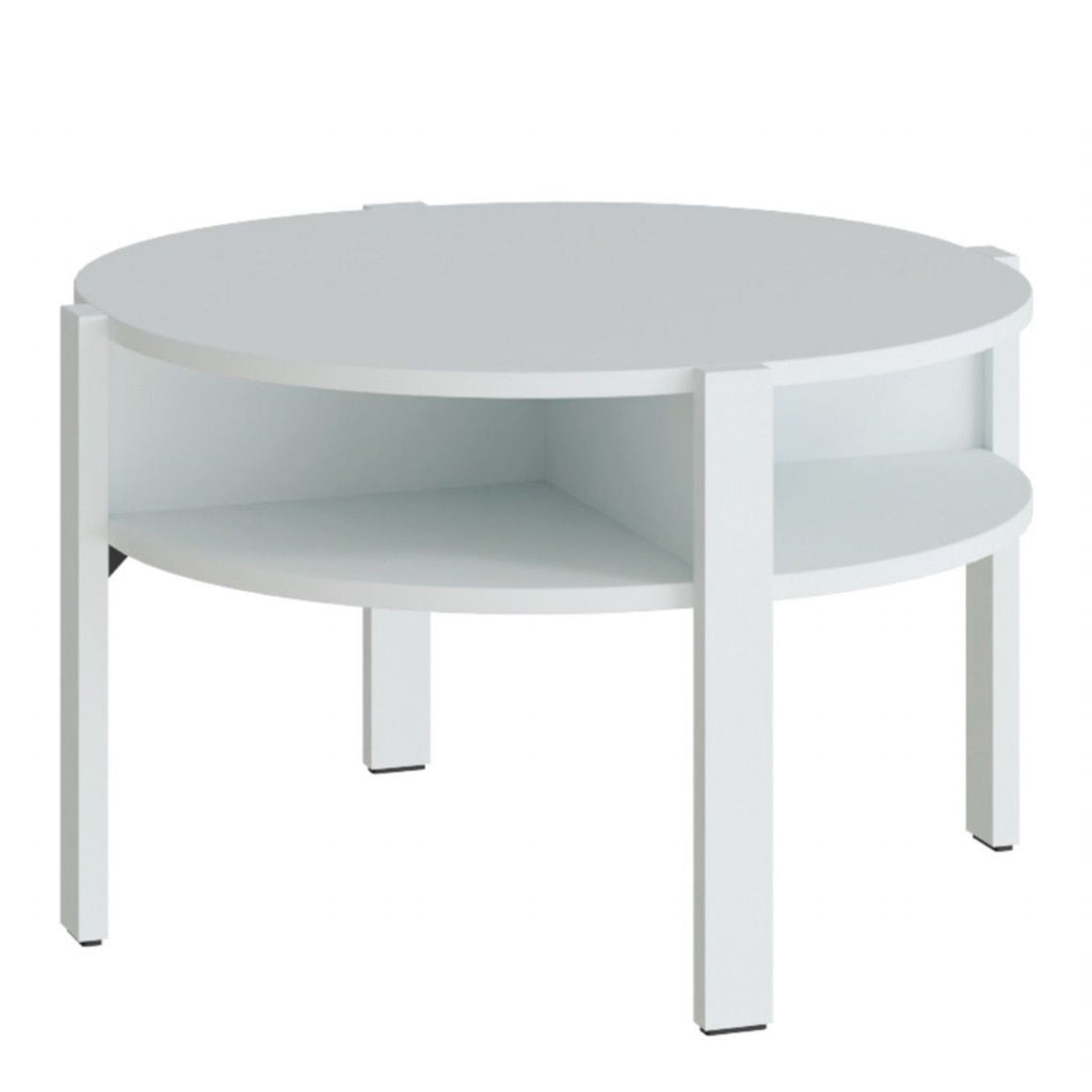 Tobago Round Coffee Table with Open Shelf in Grey