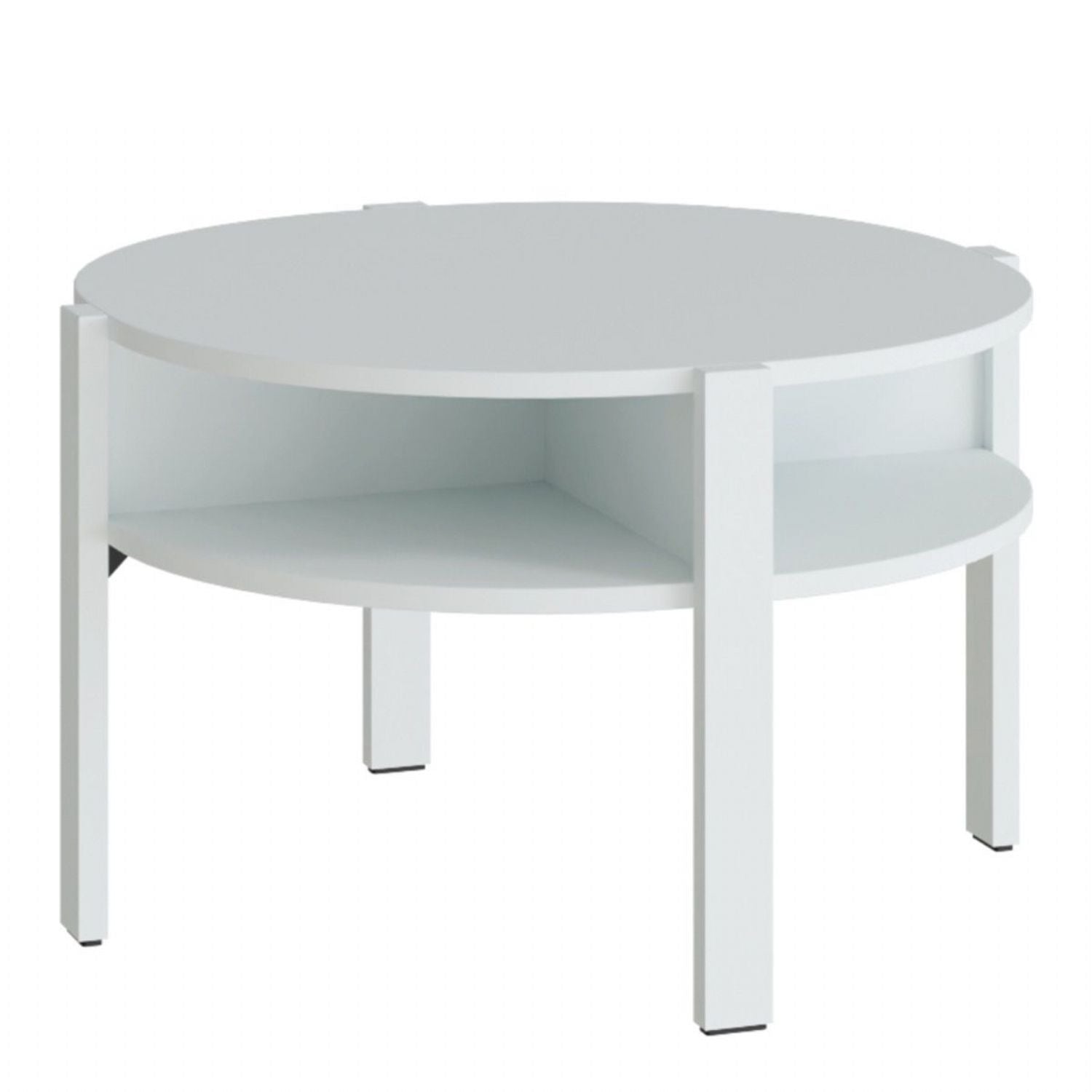 Tobago Round Coffee Table with Open Shelf in Grey