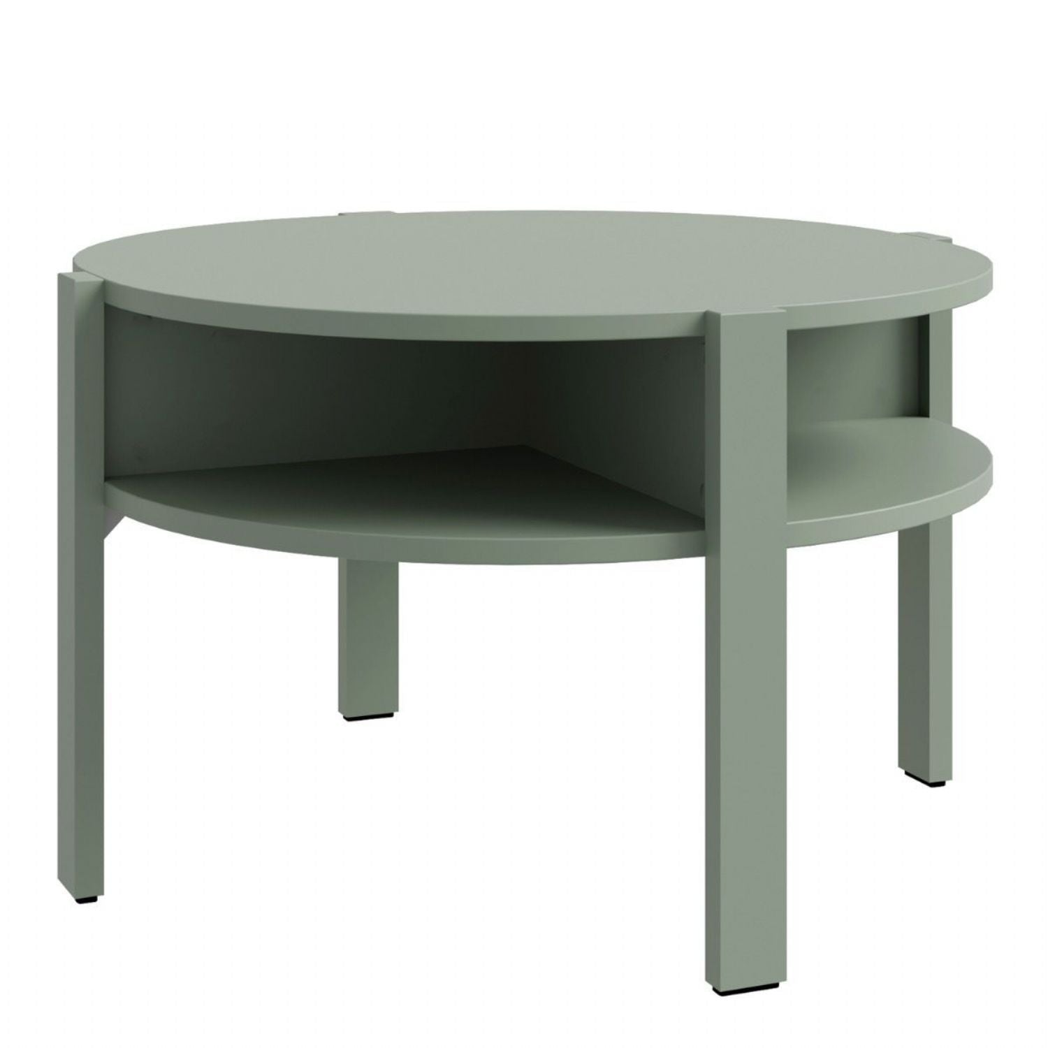 Tobago Round Coffee Table with Open Shelf in Sage Green