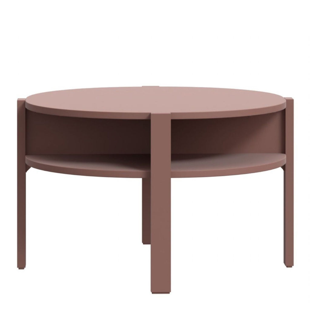 Tobago Round Coffee Table with Open Shelf in Terracotta