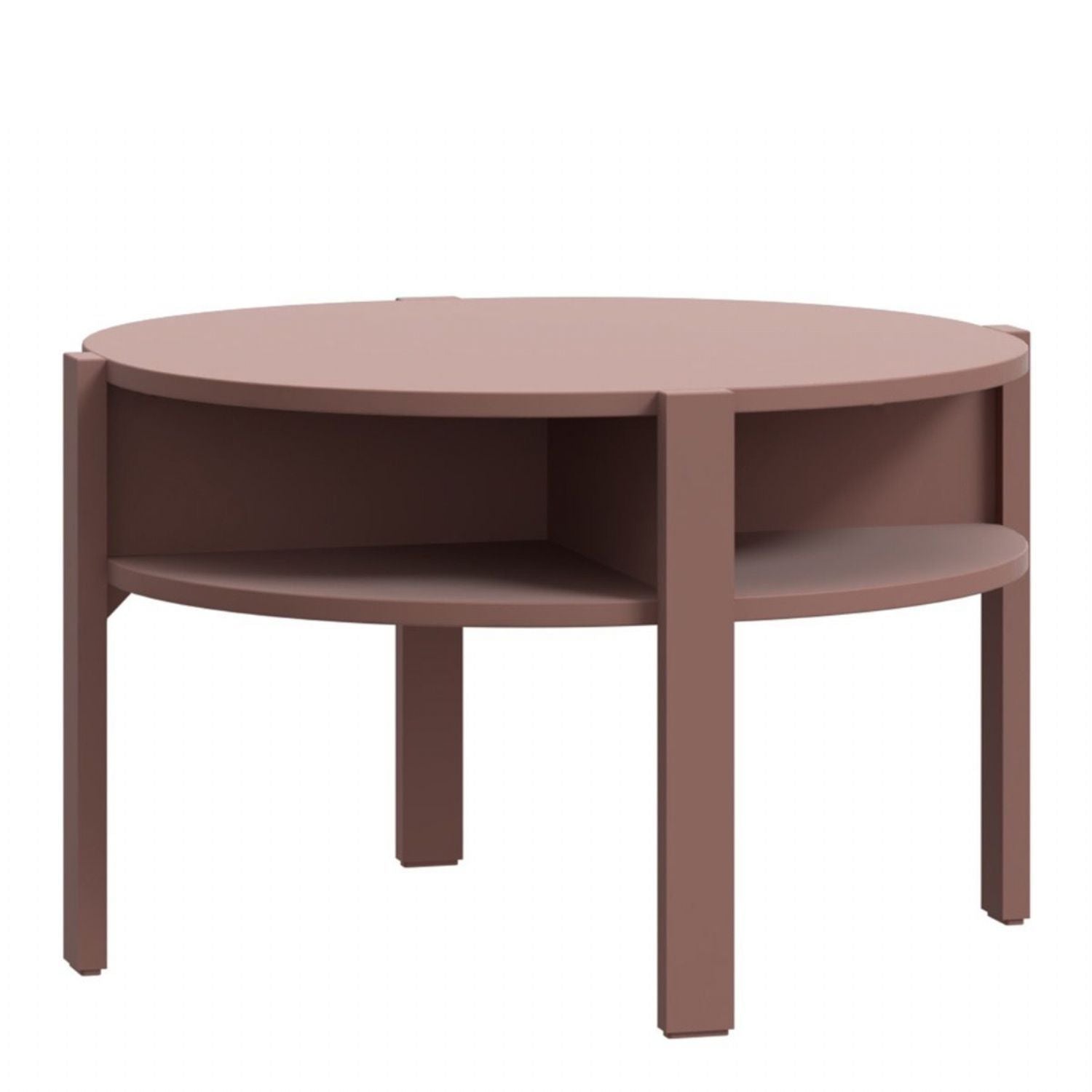 Tobago Round Coffee Table with Open Shelf in Terracotta