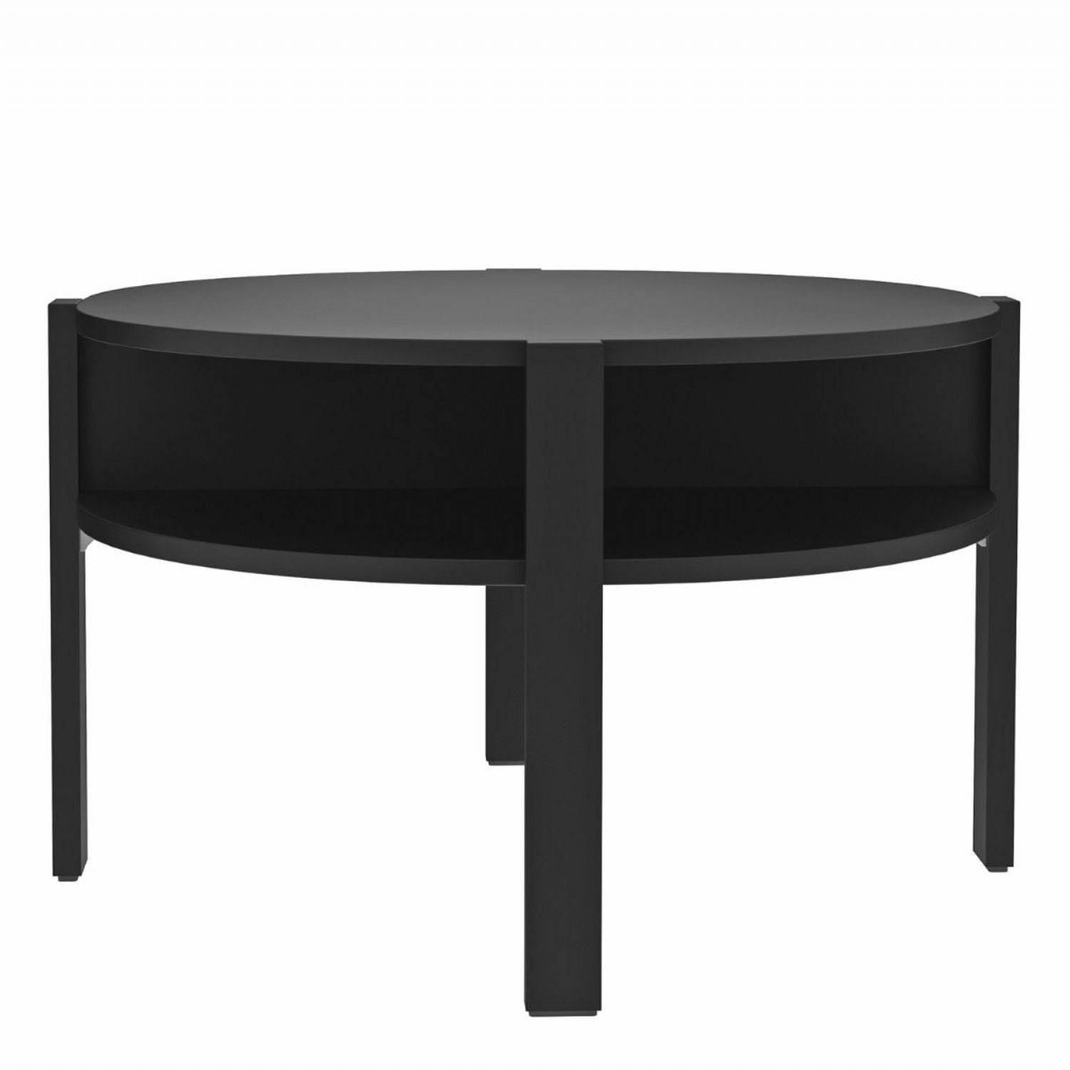 Tobago Round Coffee Table with Open Shelf in Black