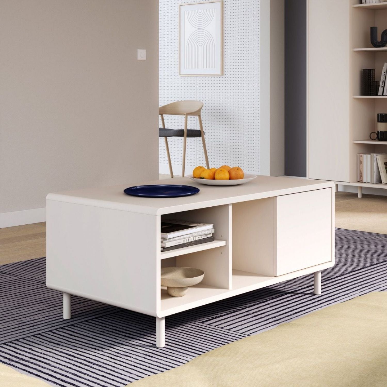 Playly Coffee Table with Open Shelf and Door