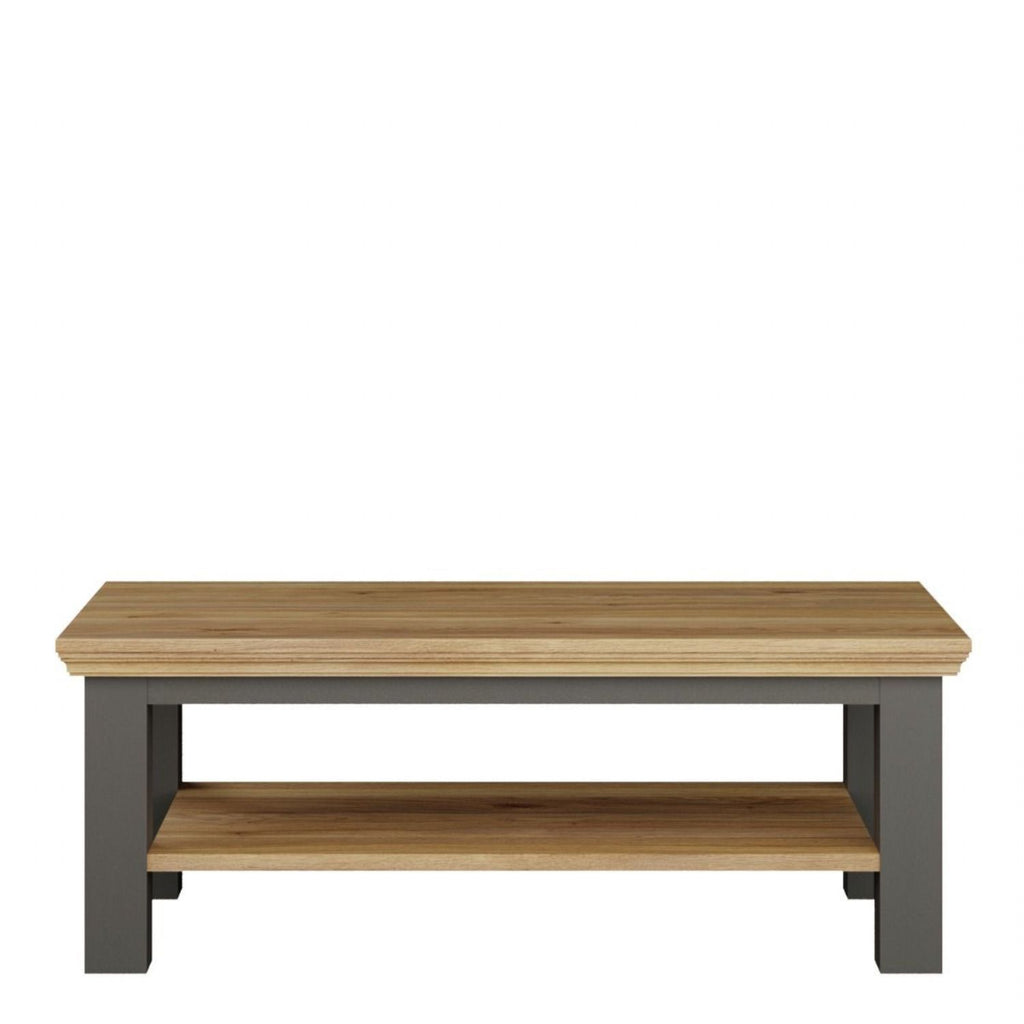 Pontypool Large Rectangular Coffee Table with Shelf in Grey and Mauvella Oak