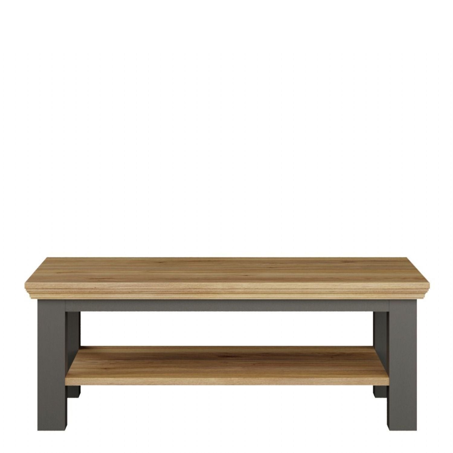 Pontypool Large Rectangular Coffee Table with Shelf in Grey and Mauvella Oak