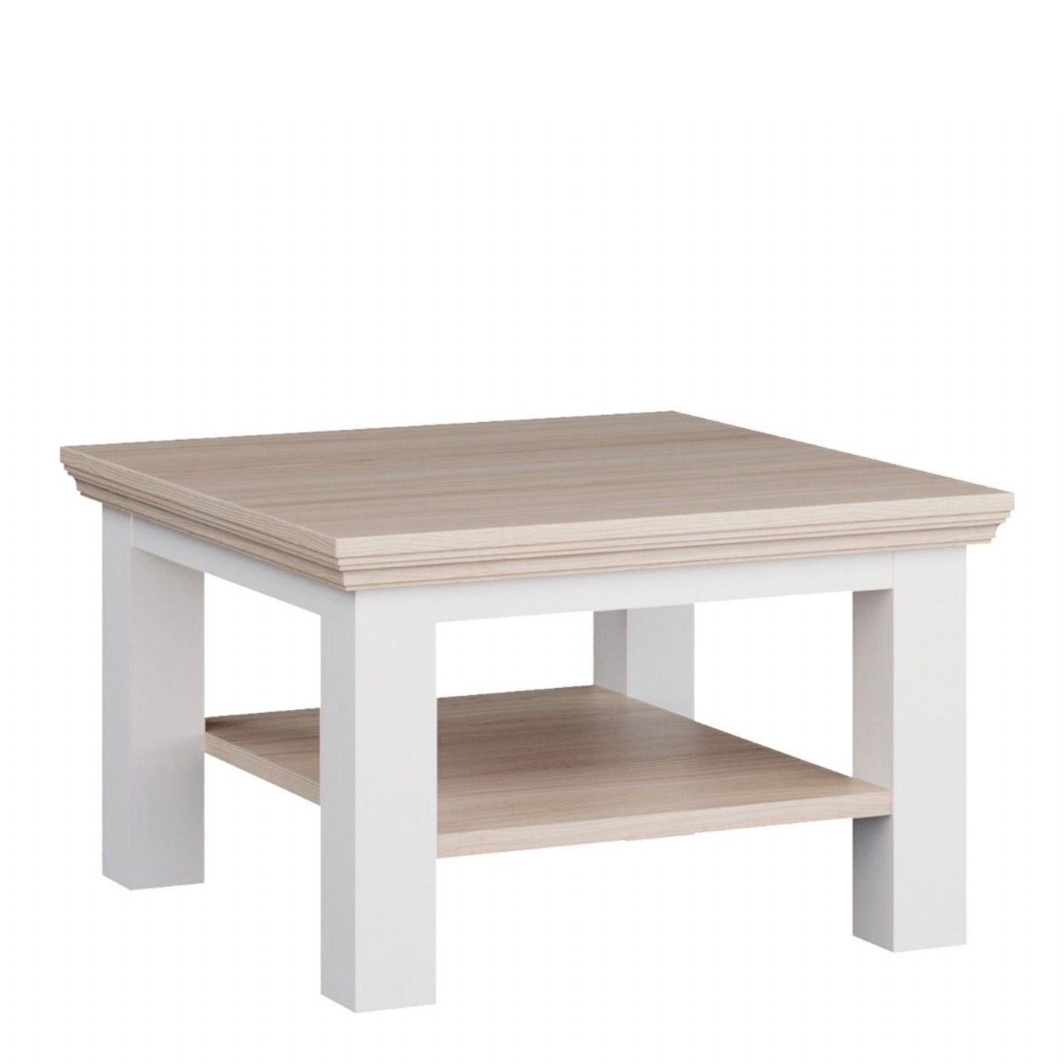 Pontypool Small Coffee Table with Shelf in White and Riva Oak