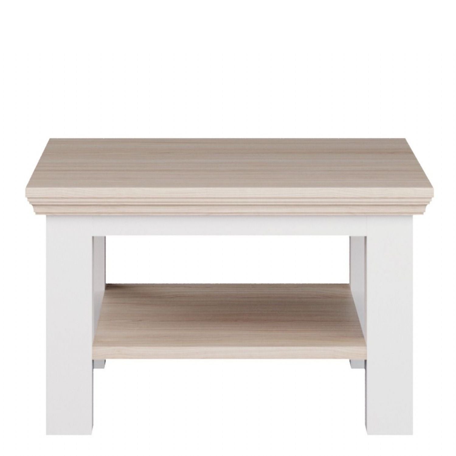 Pontypool Small Coffee Table with Shelf in White and Riva Oak