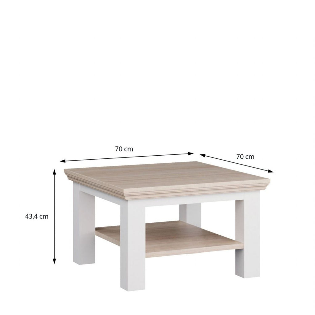 Pontypool Small Coffee Table with Shelf in White and Riva Oak