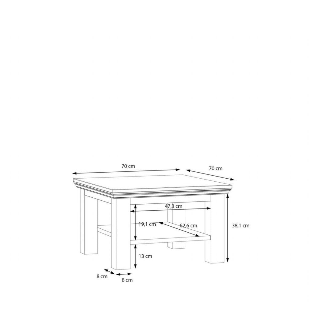 Pontypool Small Coffee Table with Shelf in White and Riva Oak