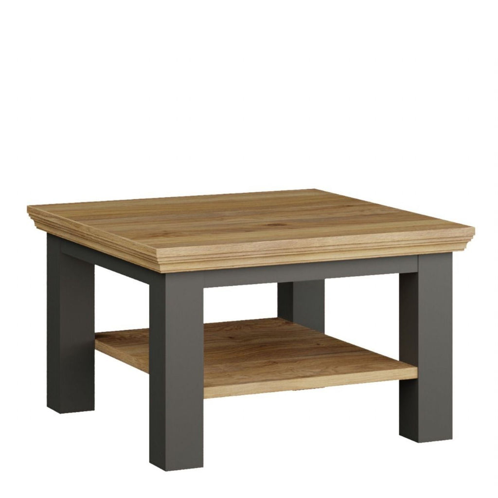 Pontypool Small Coffee Table with Shelf in Wolfram Grey and Mauvella Oak