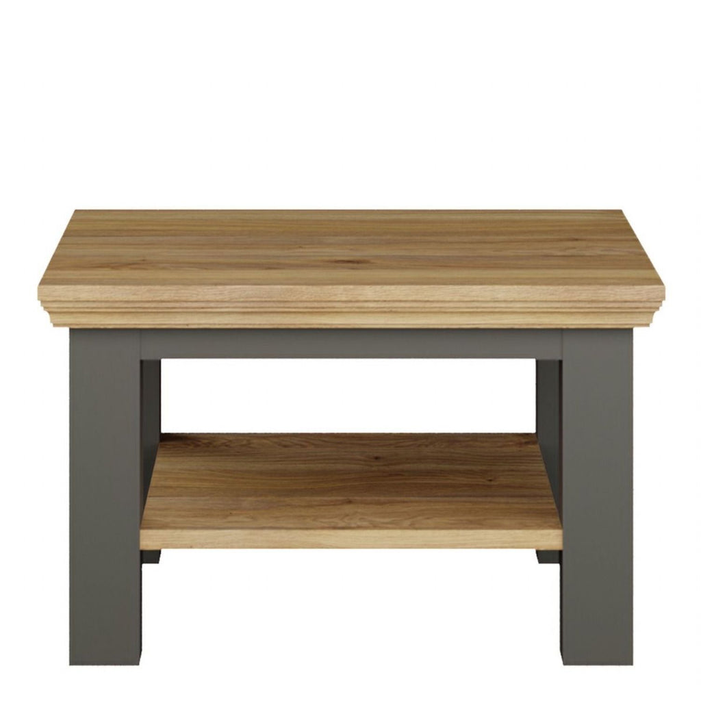 Pontypool Small Coffee Table with Shelf in Wolfram Grey and Mauvella Oak