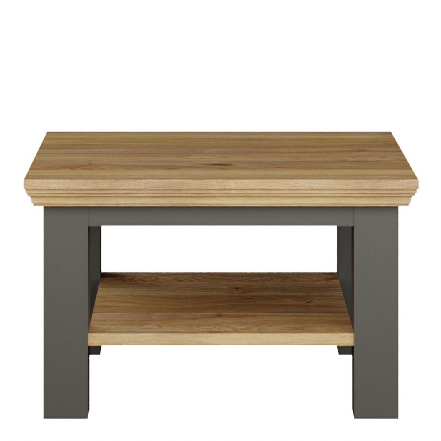 Pontypool Small Coffee Table with Shelf in Wolfram Grey and Mauvella Oak