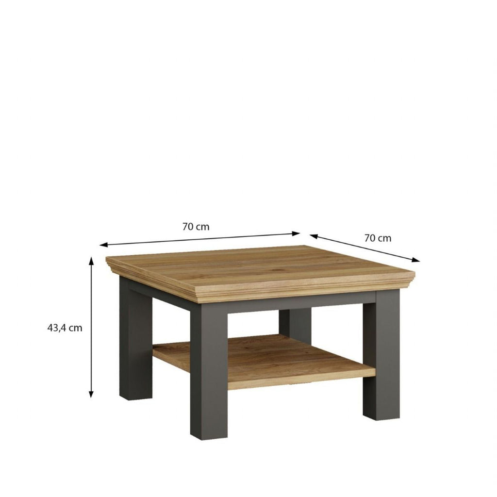 Pontypool Small Coffee Table with Shelf in Wolfram Grey and Mauvella Oak