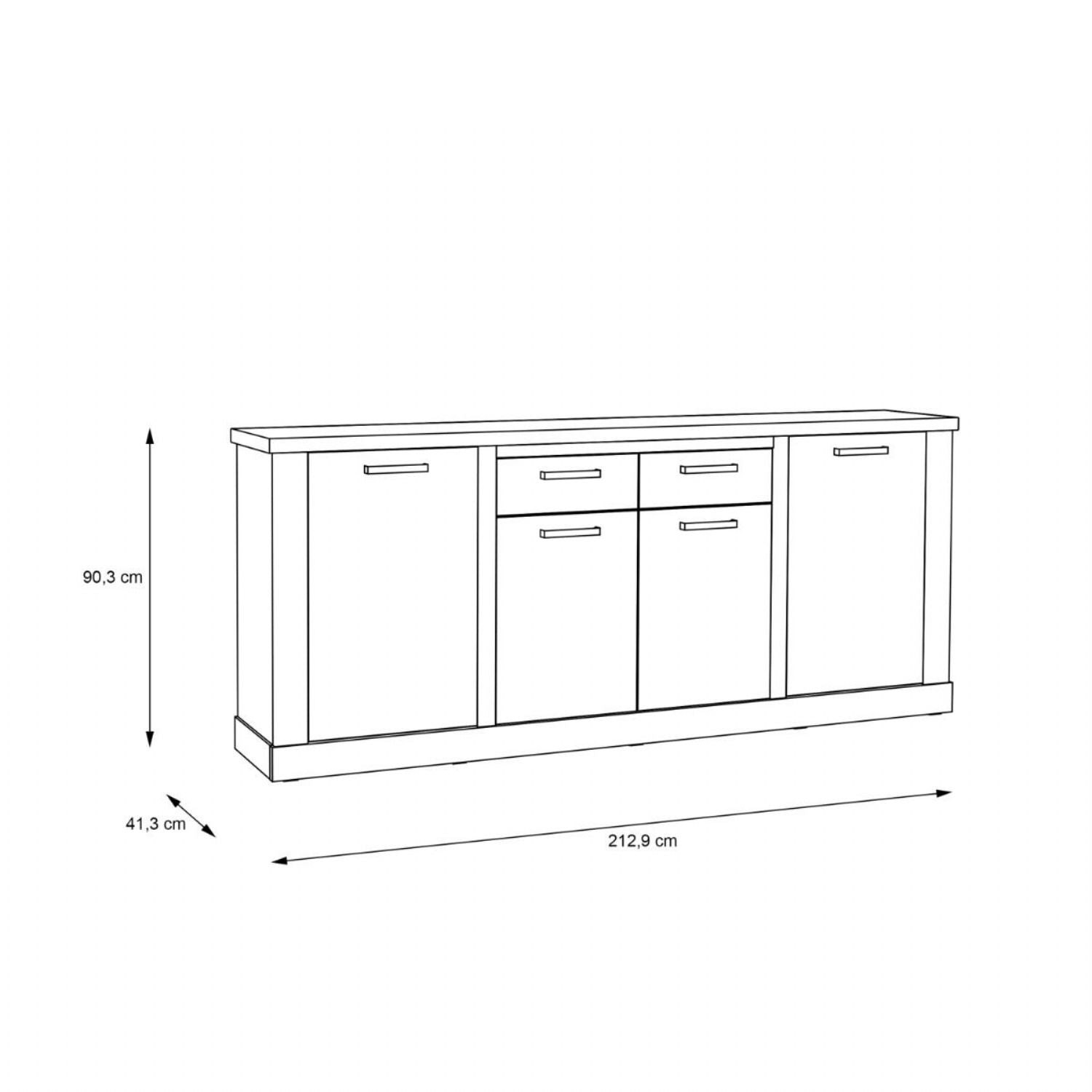 Corona 4 Door 2 Drawer Sideboard in Artisan Oak