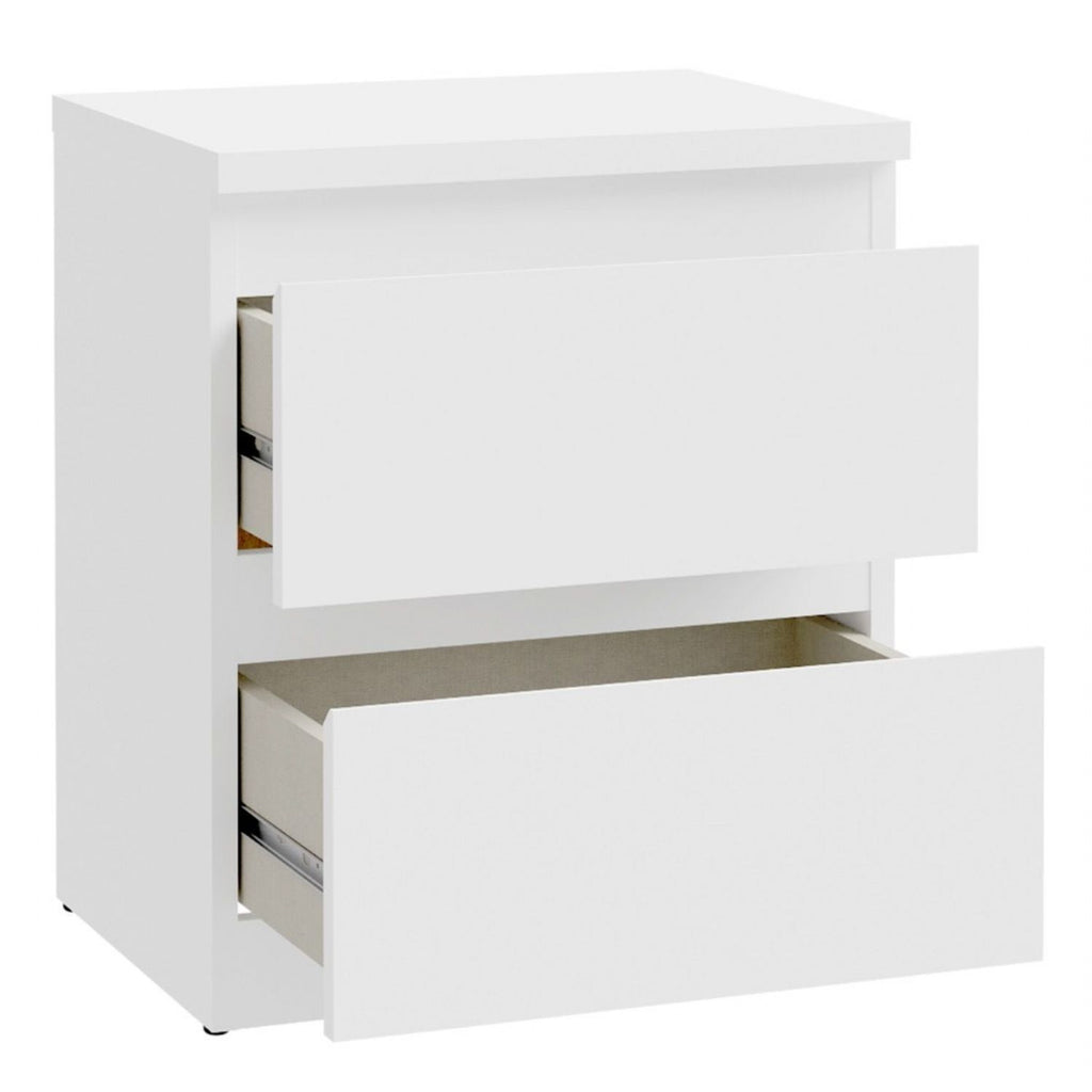 Edmore 2 Drawer Bedside Table in White