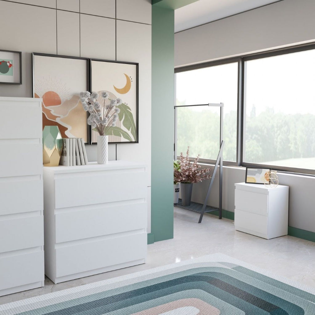 Edmore 2 Drawer Bedside Table in White