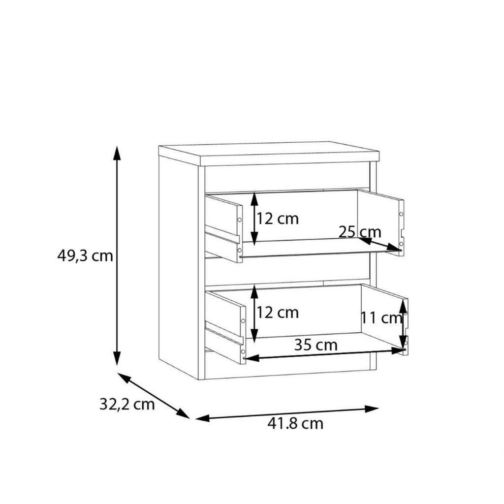 Edmore 3 Drawer Bedside Table in Mauvella Oak