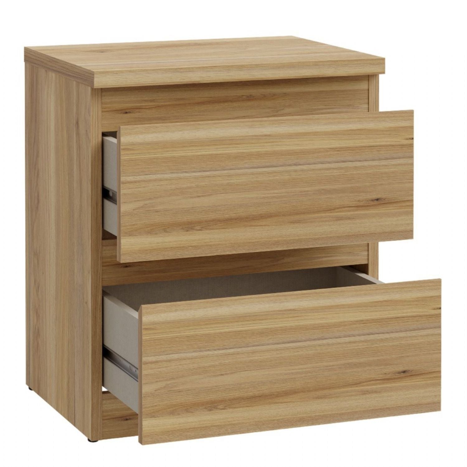 Edmore 3 Drawer Bedside Table in Mauvella Oak