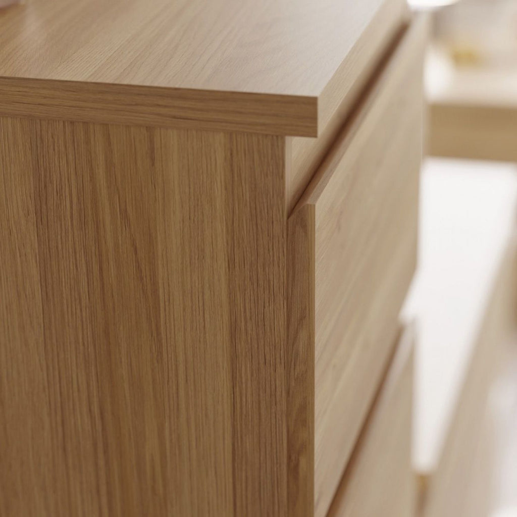 Edmore 3 Drawer Bedside Table in Mauvella Oak