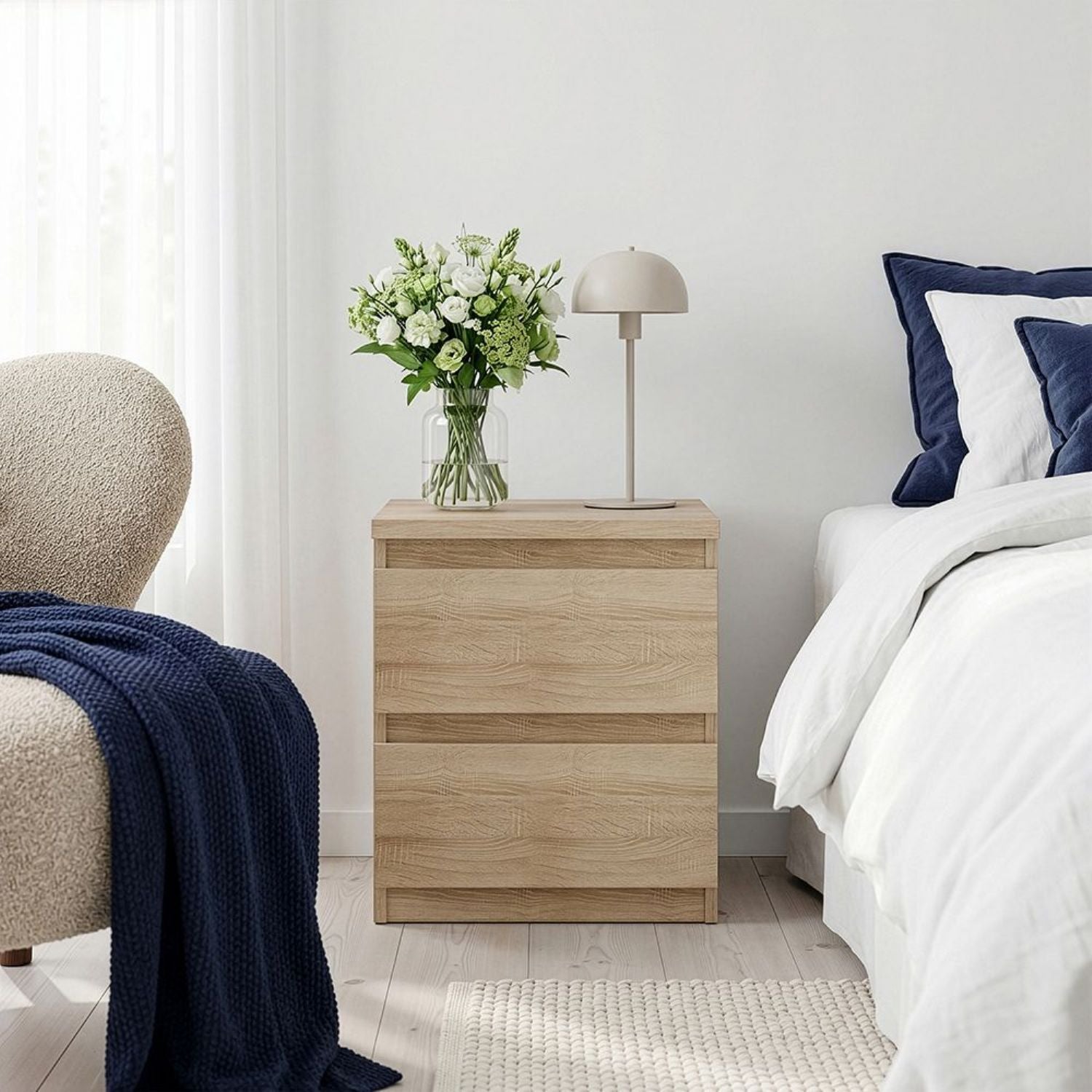 Edmore 2 Drawer Bedside Table in Sonoma Oak