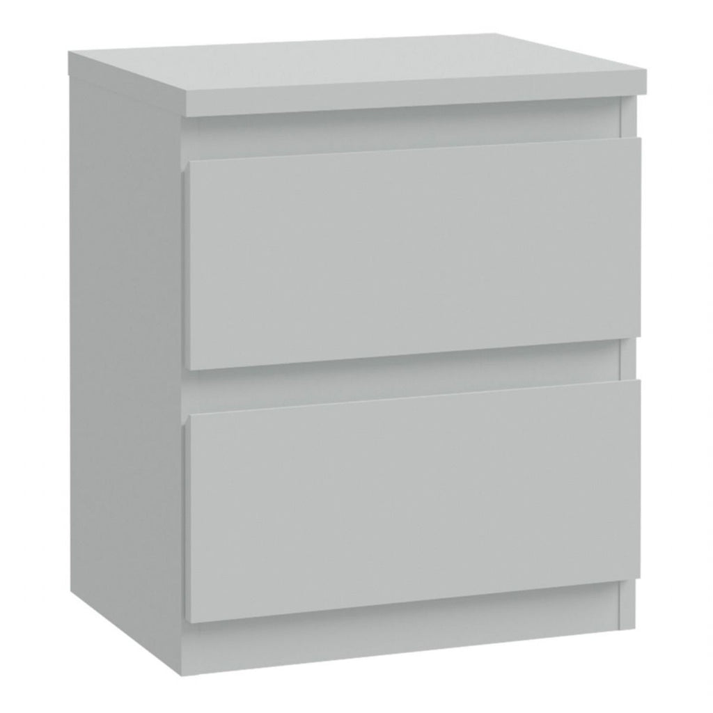 Edmore 2 Drawer Bedside Table in Light Grey