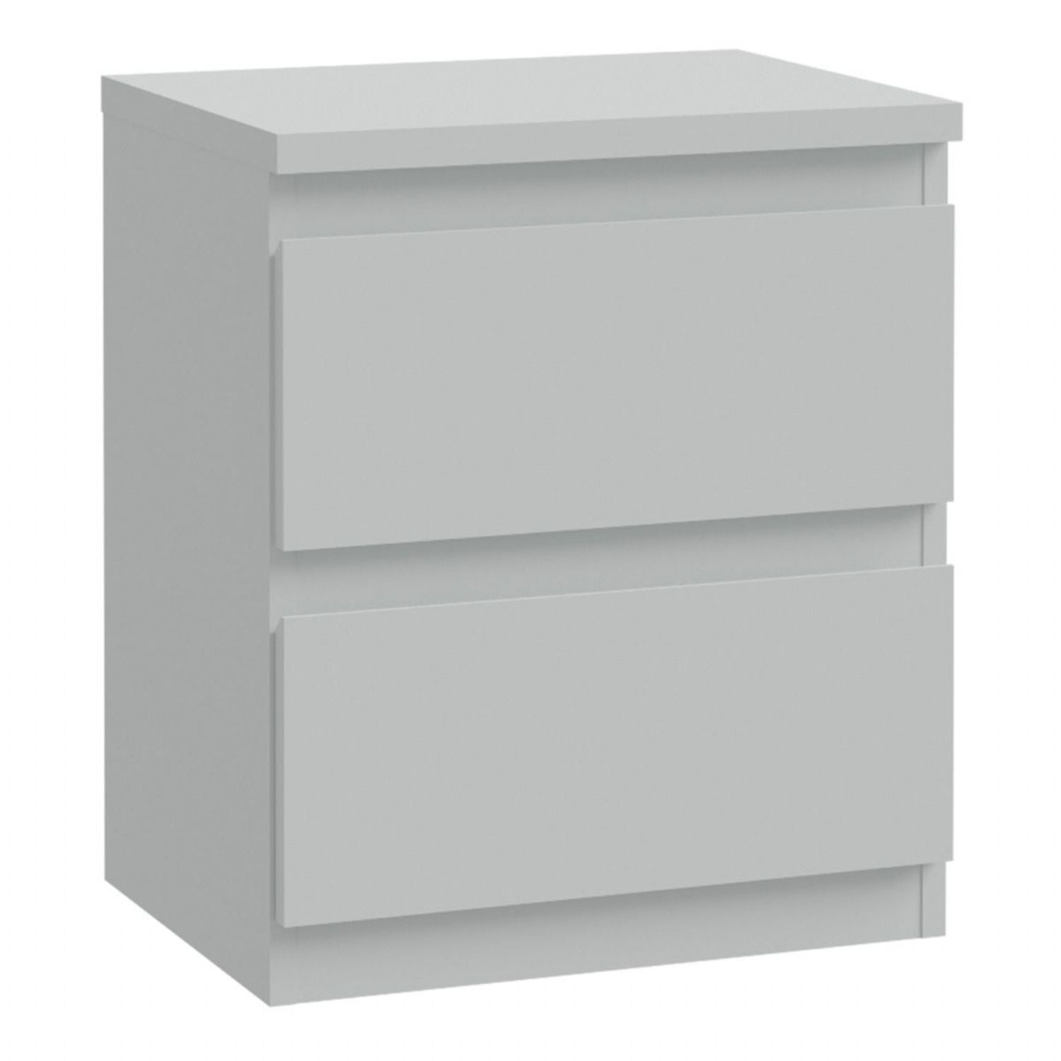 Edmore 2 Drawer Bedside Table in Light Grey