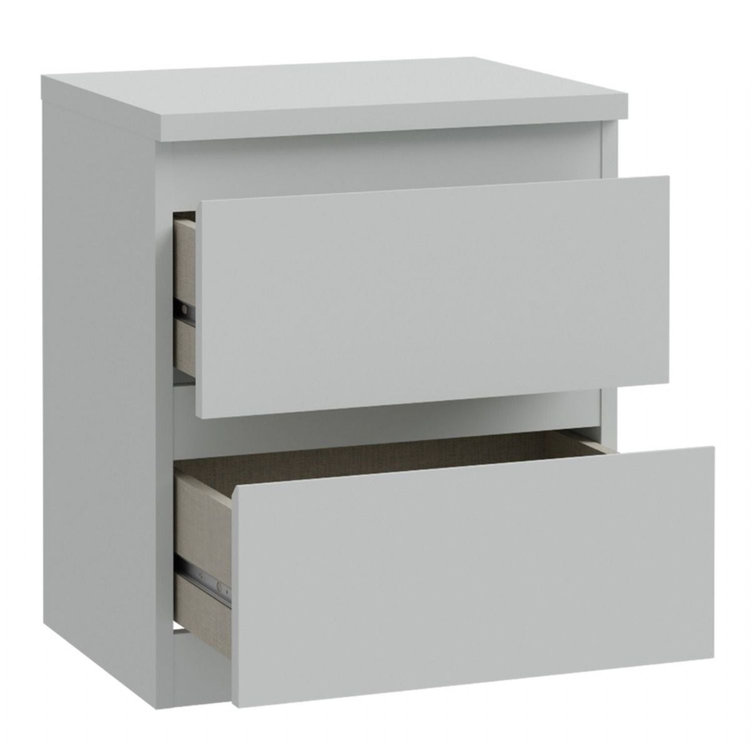 Edmore 2 Drawer Bedside Table in Light Grey