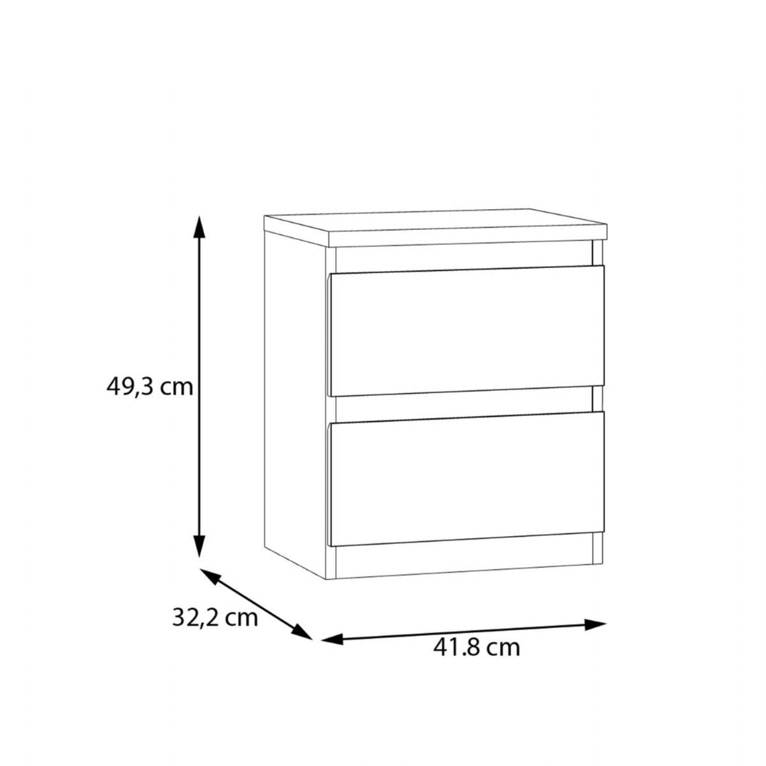 Edmore 2 Drawer Bedside Table in Light Grey