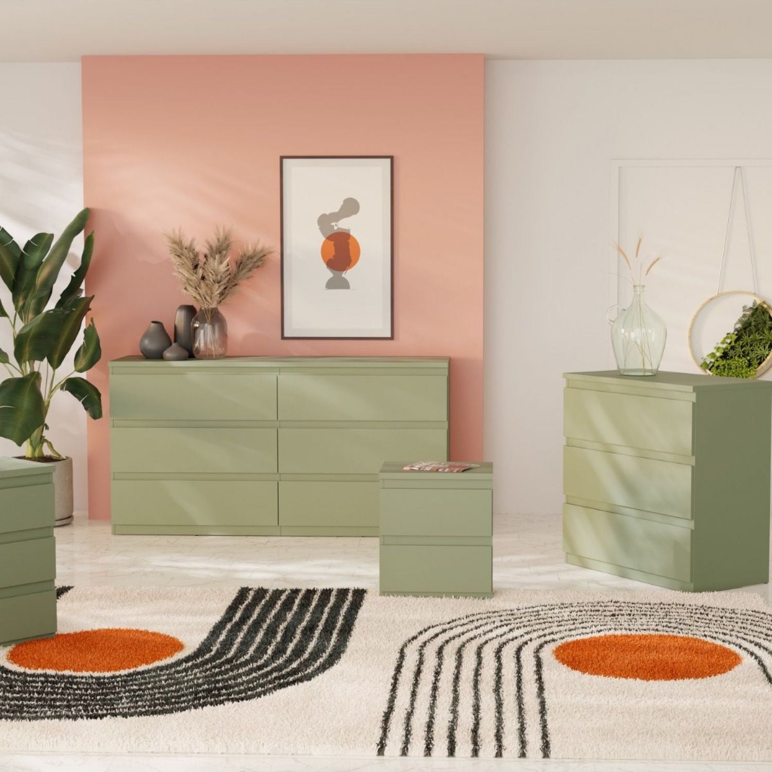 Edmore 2 Drawer Bedside Table in Sage Green