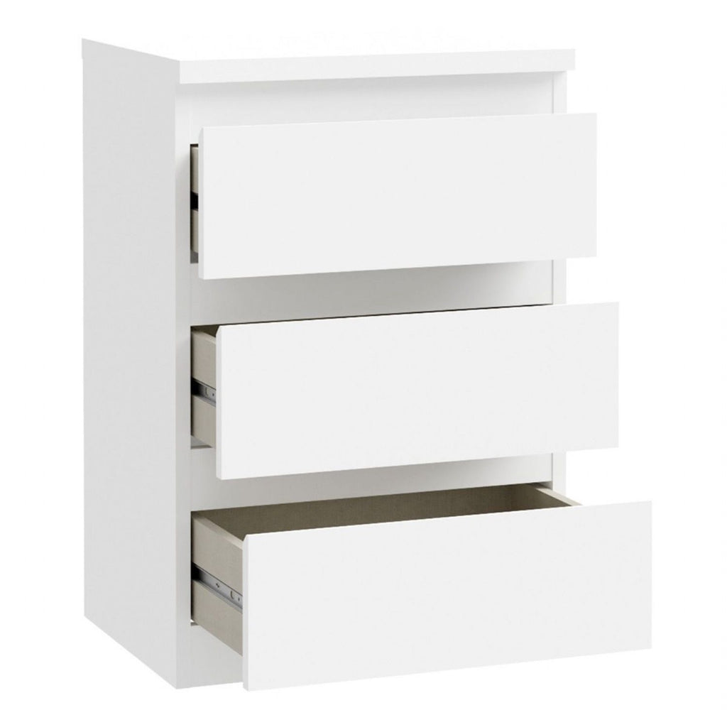 Edmore 3 Drawer Bedside Chest in White